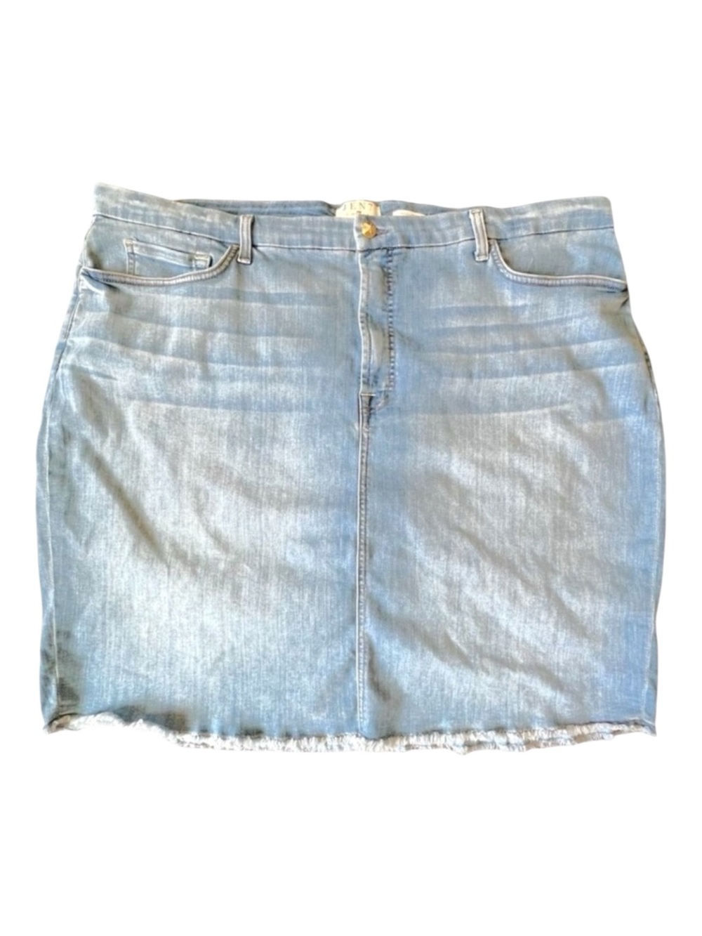 8FAM JEN7 Denim Frayed Hem Pencil Skirt